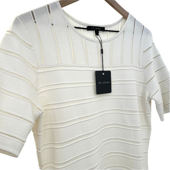 $995 ST JOHN NWT Designer Neutral Cream White Knit Lined Dress – Size 8 - Picture 2 of 10
